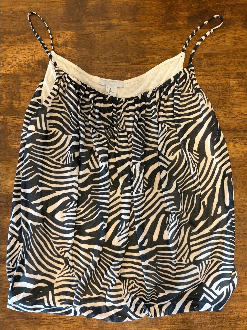H&M Black and Ivory Zebra Print Spaghetti Strap Women's Tank Top Sz M